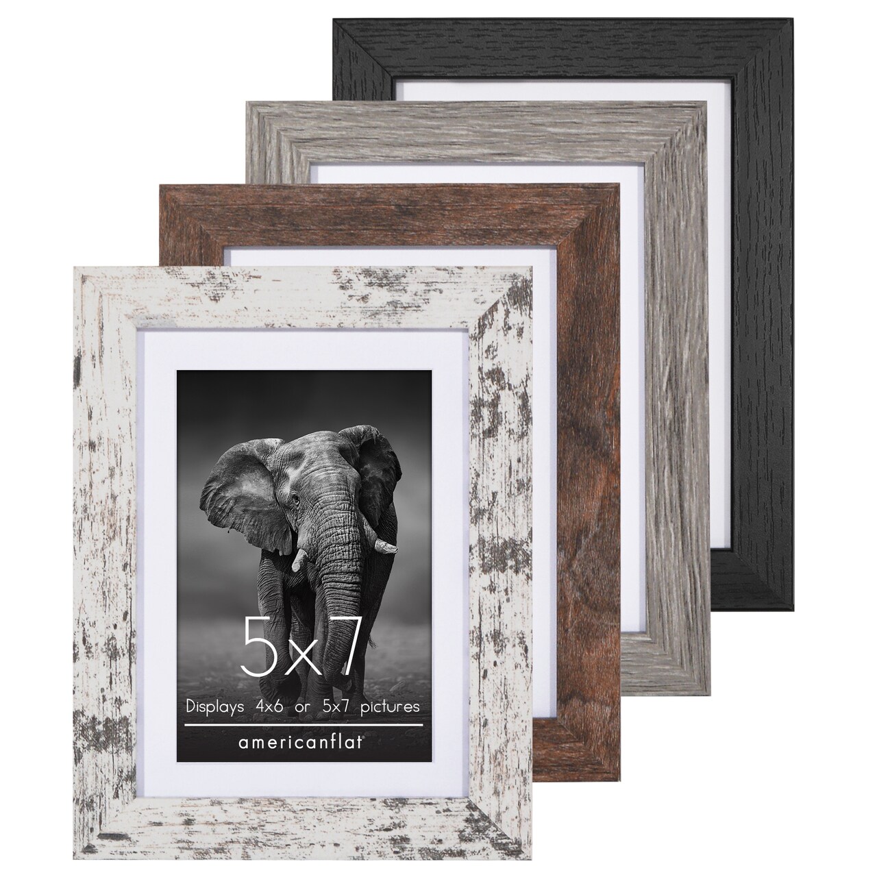 Americanflat Photo Frame Set with Mat - Set of 4 - Farmhouse Decor Picture Frames - Shatter Resistant Glass - Hanging Hardware - Includes Easel